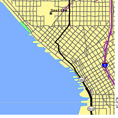Zip code 98121 close-up map