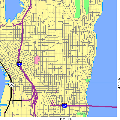 Zip code 98122 close-up map