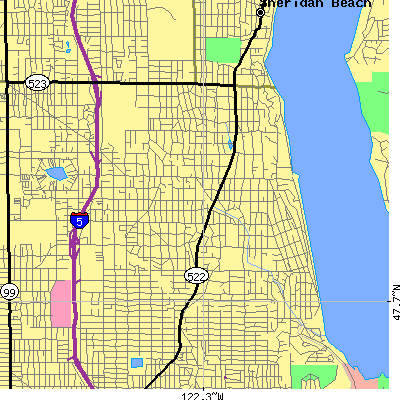 Zip code 98125 close-up map