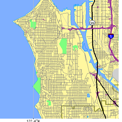 Zip code 98126 close-up map