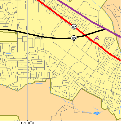 Zip code 95119 close-up map