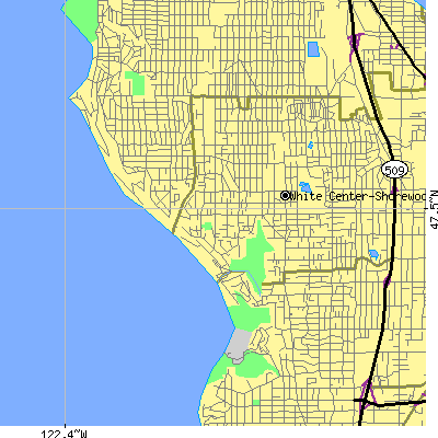 Zip code 98146 close-up map