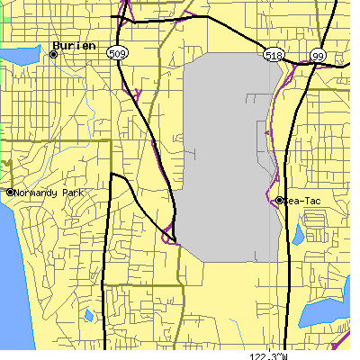 Zip code 98148 close-up map
