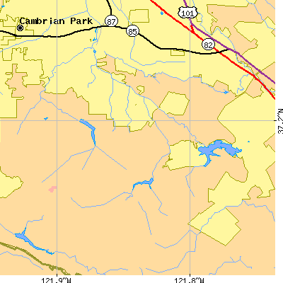 Zip code 95120 close-up map