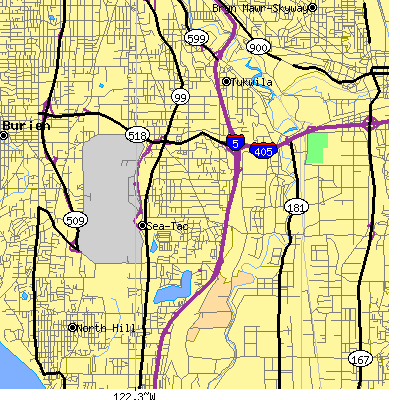 Zip code 98188 close-up map