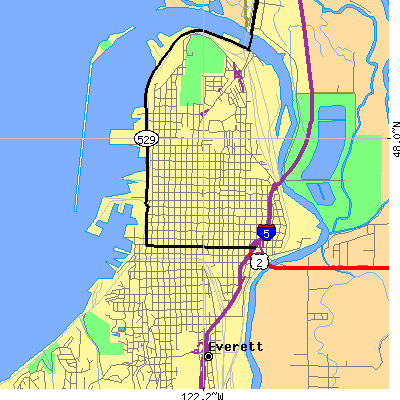 Zip code 98201 close-up map
