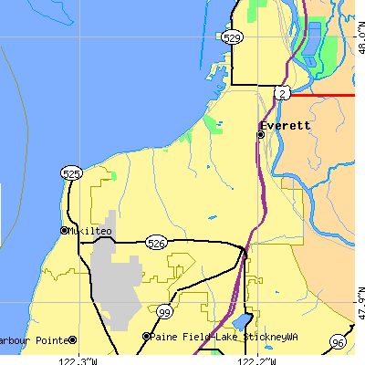 Zip code 98203 close-up map
