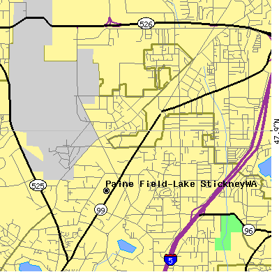 Zip code 98204 close-up map