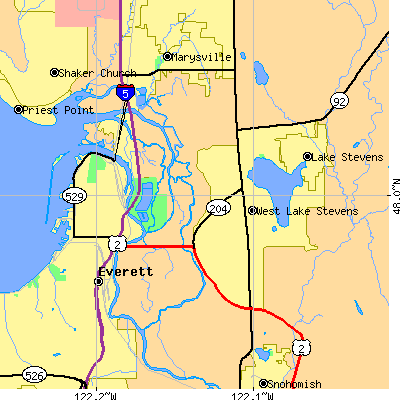 Zip code 98205 close-up map