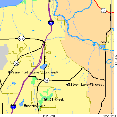 Zip code 98208 close-up map