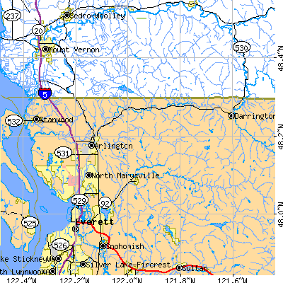 Zip code 98223 close-up map