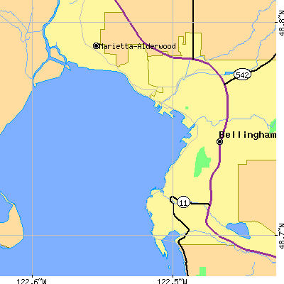 Zip code 98225 close-up map