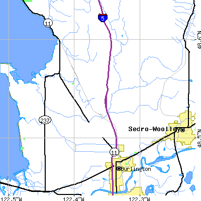 Zip code 98233 close-up map