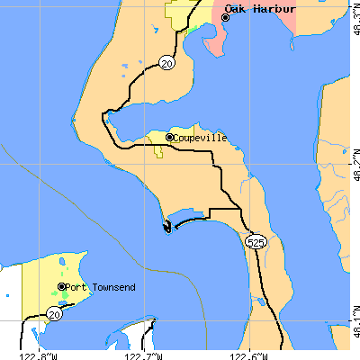 Zip code 98239 close-up map