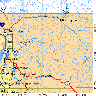 Zip code 98252 close-up map