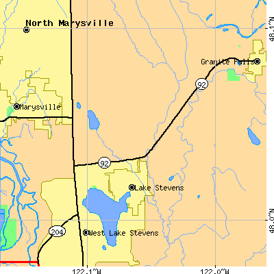 Zip code 98258 close-up map