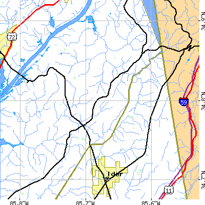 Zip code 35966 close-up map