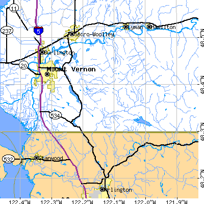 Zip code 98274 close-up map