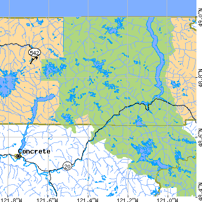 Zip code 98283 close-up map