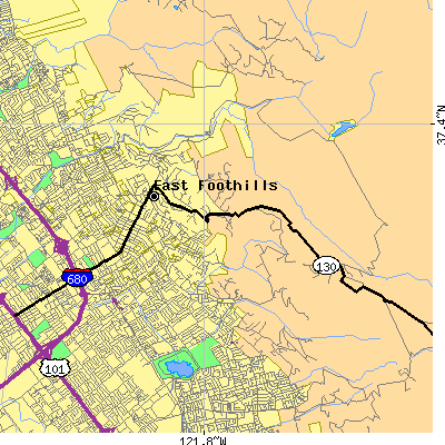 Zip code 95127 close-up map