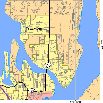 Zip code 98310 close-up map