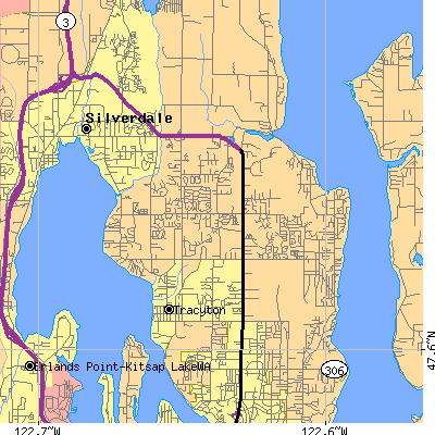 Zip code 98311 close-up map