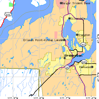 Zip code 98312 close-up map