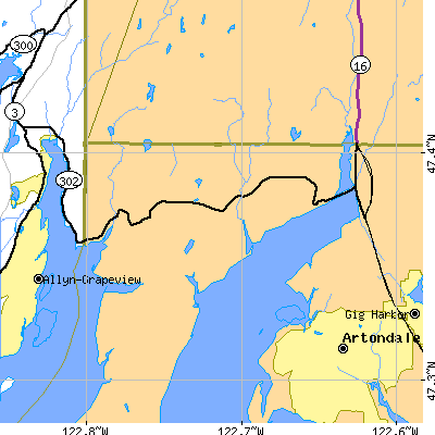 Zip code 98329 close-up map