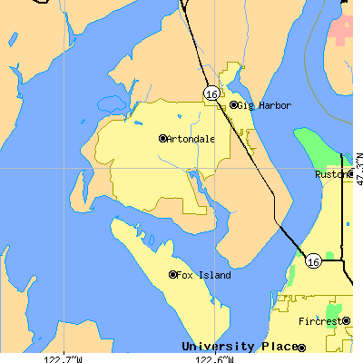 Zip code 98335 close-up map