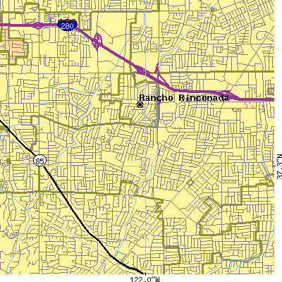 Zip code 95129 close-up map