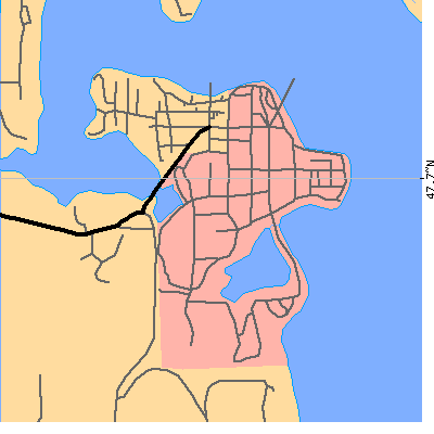 Zip code 98345 close-up map