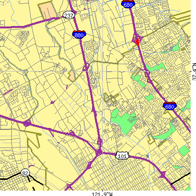 Zip code 95131 close-up map