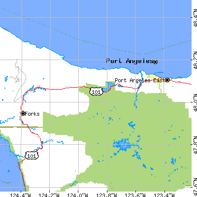 Zip code 98363 close-up map