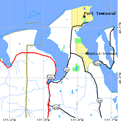 Zip code 98368 close-up map
