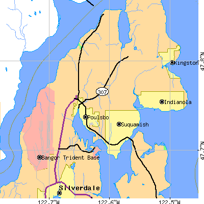 Zip code 98370 close-up map