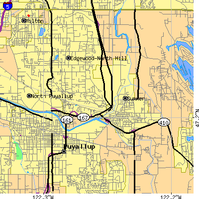 Zip code 98372 close-up map
