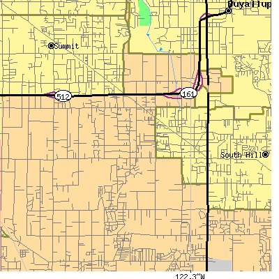 Zip code 98373 close-up map