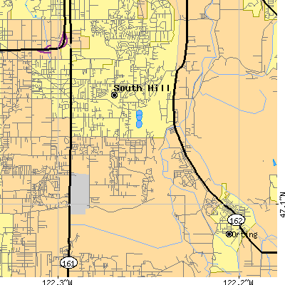 Zip code 98374 close-up map