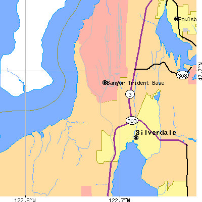 Zip code 98383 close-up map