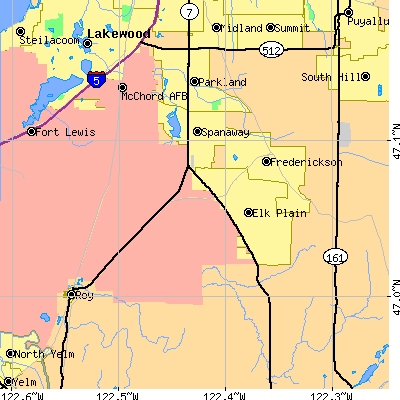 Zip code 98387 close-up map