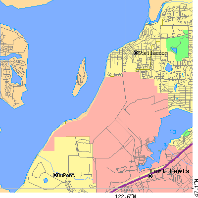 Zip code 98388 close-up map