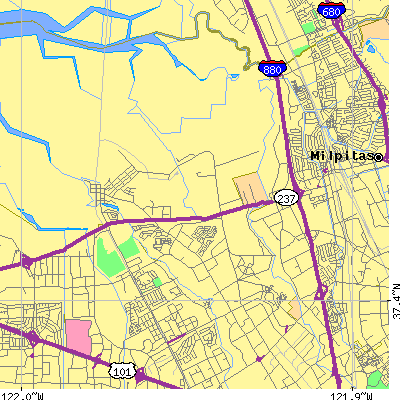 Zip code 95134 close-up map