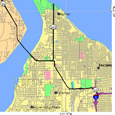 Zip code 98406 close-up map