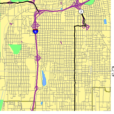 Zip code 98408 close-up map