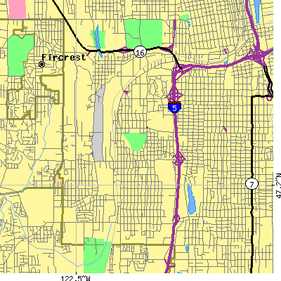 Zip code 98409 close-up map