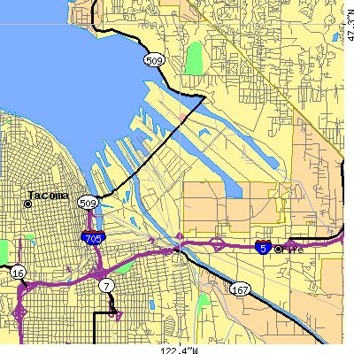 Zip code 98421 close-up map
