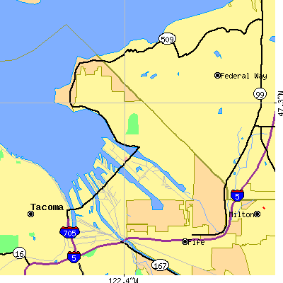 Zip code 98422 close-up map