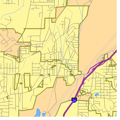 Zip code 35061 close-up map