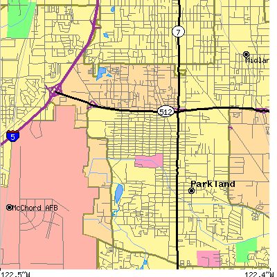 Zip code 98444 close-up map