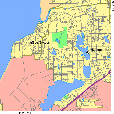 Zip code 98498 close-up map